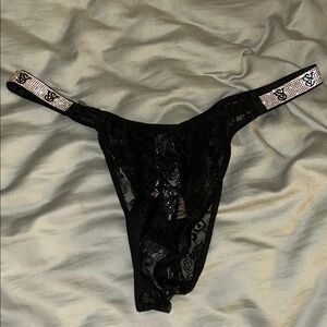 Victoria's Secret Black Lace Panties with Silver Accents